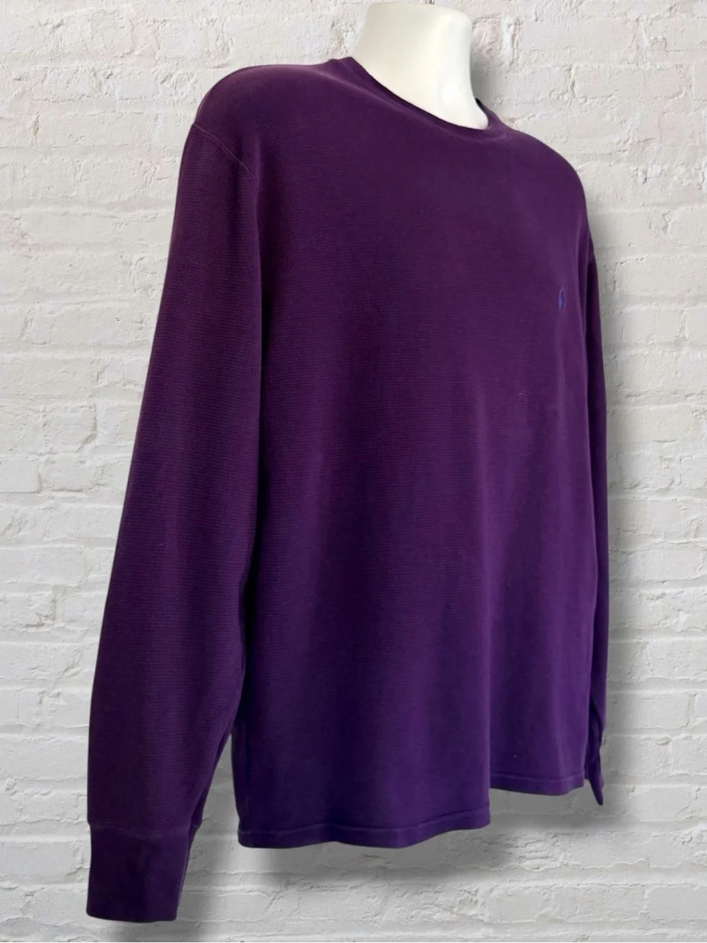 Polo Ralph Lauren XL Purple Waffle Knit Thermal Shirt Long Sleeve Pony Logo